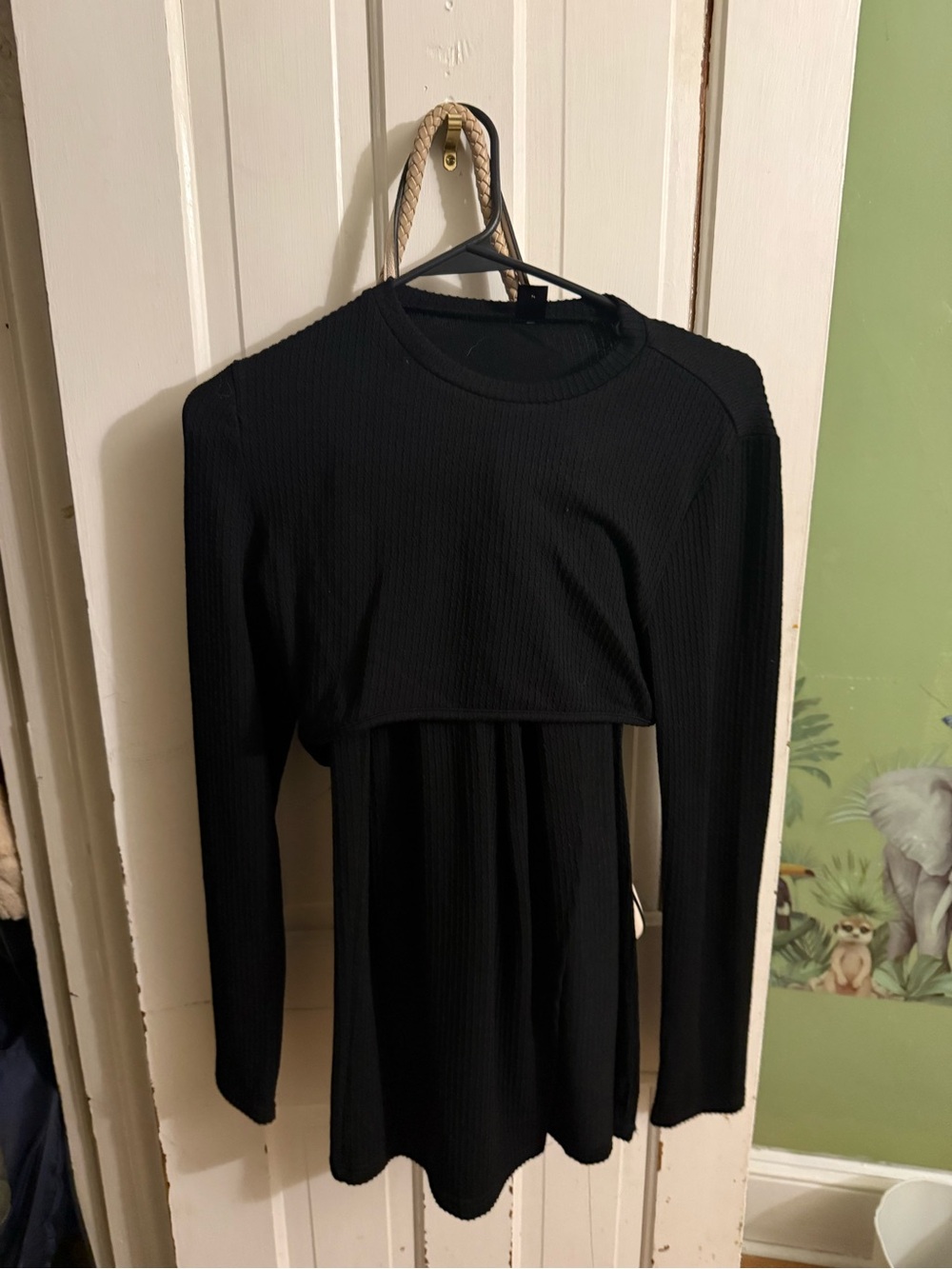 SHEIN Black Long Sleeve slit dress